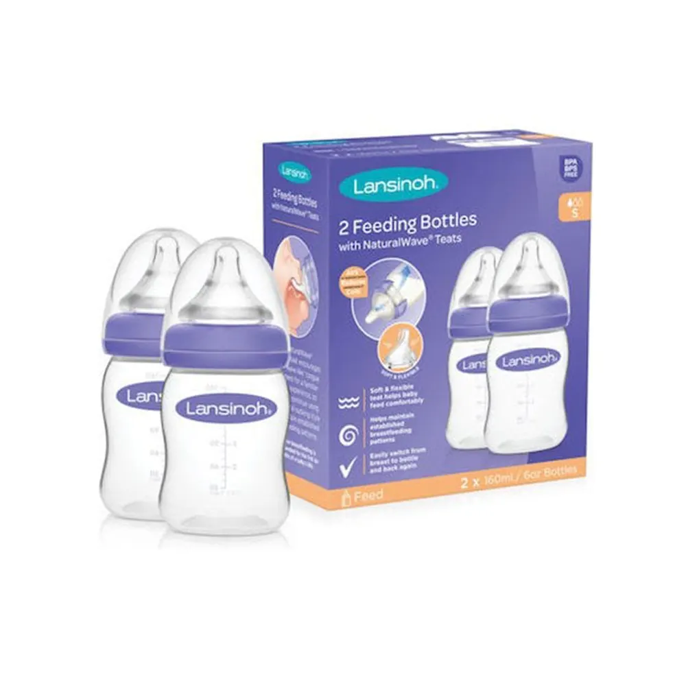 Lansinoh Feeding Bottle 2x160ml with NaturalWave Teat