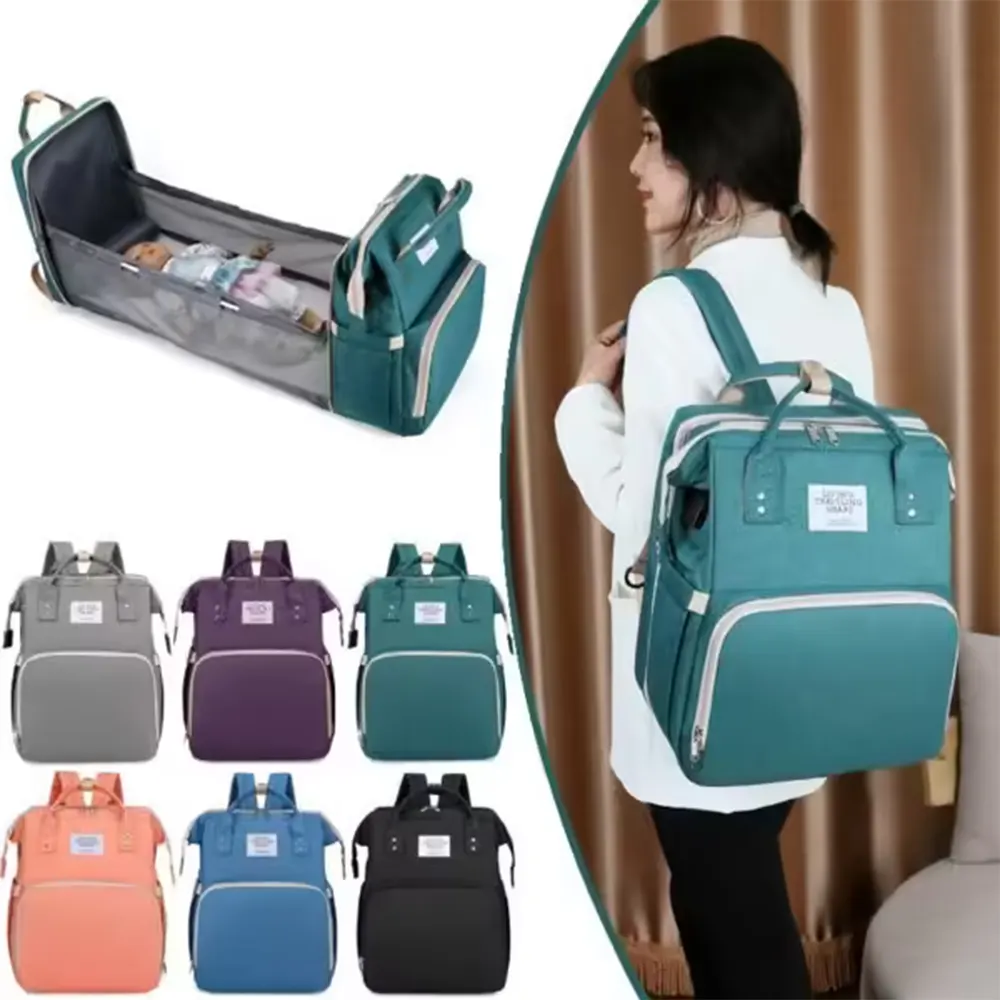 Diaper Bag Backpack And Foldable Baby Crib - Purejoy.pk