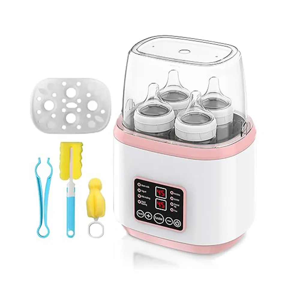 Multifunction Baby Feeding Bottle Steam Sterilizer and Warmer 4 bottles BF-18N_pink