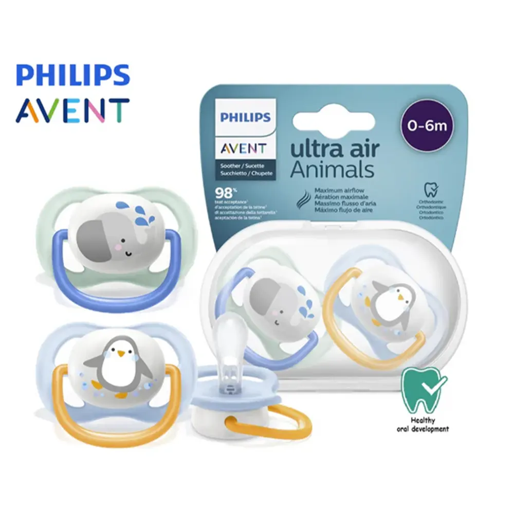 Philips Avent Ultra Air Soothers 2 PK 0-6M Orthodontic Newborn Pacifier SCF085-58